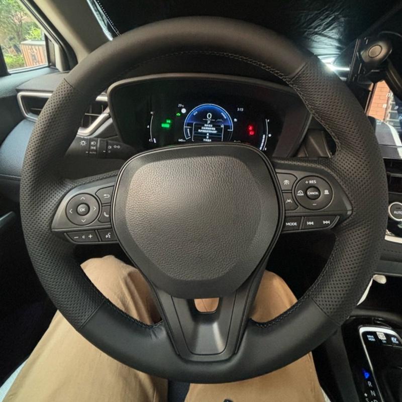 Hand Stitched Microfiber Leather Steering Wheel Cover For Toyota Avalon Camry 2018-19 Crown 2018-19 Corolla 2018- RAV4