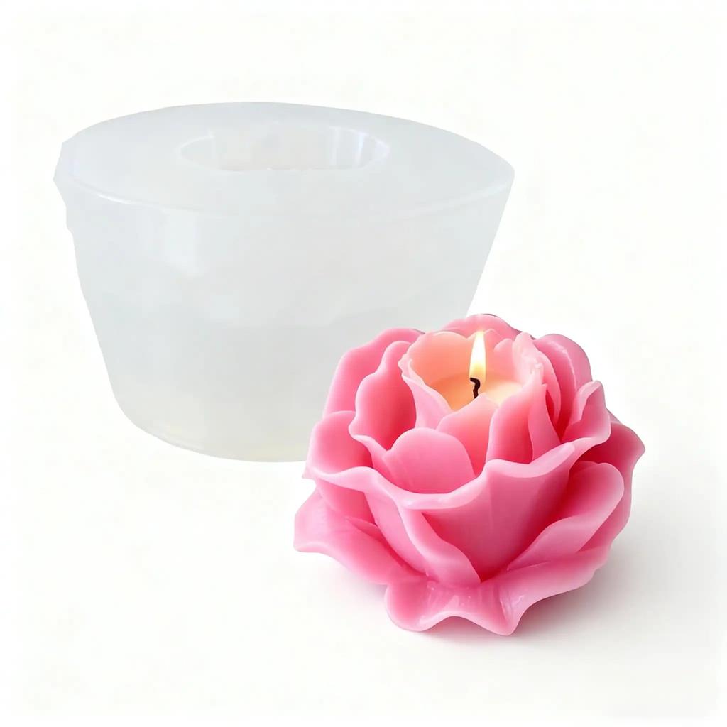 1 Piece 3D Elegant Rose Silicone Mold - Reusable Flexible Mold for Candle, Resin Art, Handmade Soap and Clay Making, Exquisitraft Enthusiasts