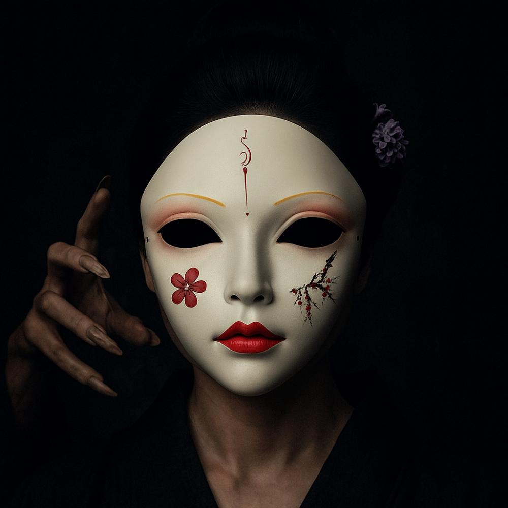 Full Face Hanfu Cosplay Mask Flower Japanese Mask Toy Performance Cosplay Geisha Mask  Gift