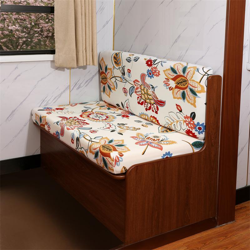 2Pcs/Set Floral Fabric Rv Dinette Cushions Covers Spandex Armless Sofa Cover Outdoor Camper Car Bench Cover Furniture Protector