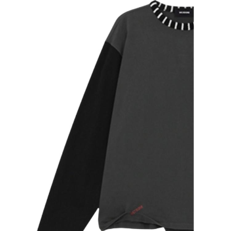 We11done Fw26 Pleated Logo Long Sleeve T-Shirt Unisex tops WD-TT2-26-731-U-BK