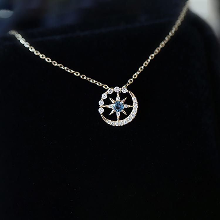 2022 Hexagram Star Trail Japanese Light Luxury Necklace, Gold-Plated s925 Silver, Niche Design for Women