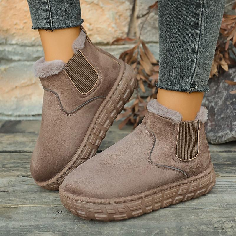 Fashion Winter Women Snow Boots 2025 New Plush Warm Casual Chelsea Ankle Boots Flats Platform Comfortable Ladies Shoes Zapatos De Mujer