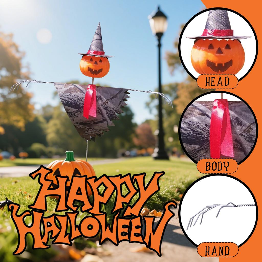 Halloween Pumpkin Head Scarecrow Ground Pile Layout Props Ornaments Decoration
