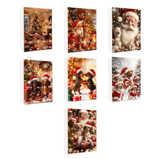 2025 Dackel in Tasse Adventskalender 24-Tage Weihnachts-Countdown-Box mit Acryl-Ornamenten Süßes Geschenk für Hundeliebhaber