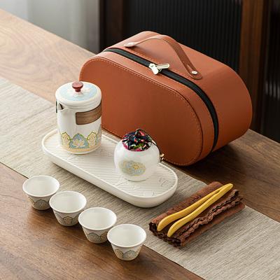 Tragbares Reise-Teeset mit Keramik-Kungfu-Tassen für Outdoor-Camping und Geschäftsgeschenke