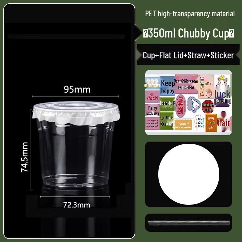 Disposable Plastic Coffee & Milk Tea Cups (350ml)