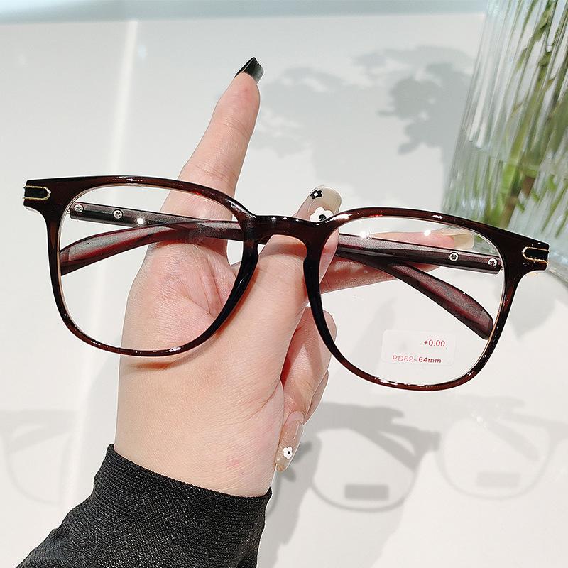 New Square Frame Retro Glasses Imitation Wood Grain Legs Fashionable Reader Style 8376