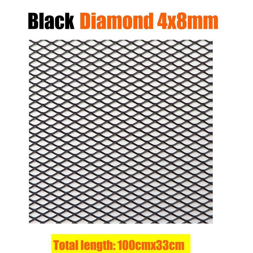 100x33cm Diamond Hole Aluminium Racing Car Bumper Grille Grill Mesh Net Vent Black Silver Red Blue Tuning Universal