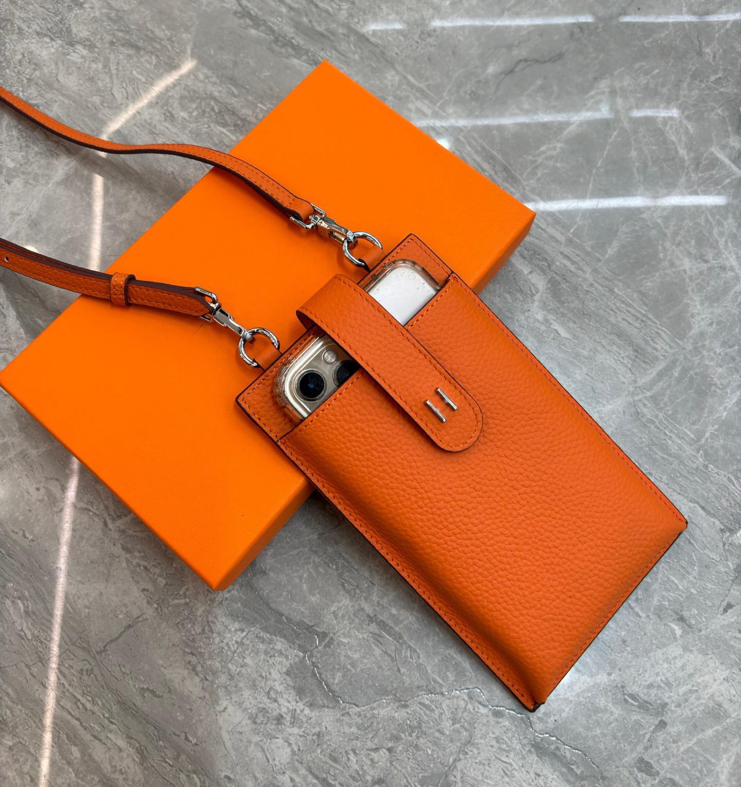 

Женская сумка через плечо из натуральной кожи с рисунком личи, модная и универсальная вертикальная мини-сумка через плечо с подарочной коробкой Length 11cm X Height 17cm оранжевый