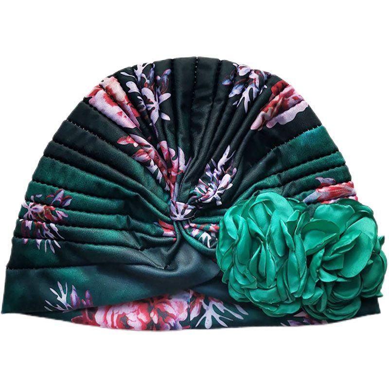 Spring and Summer Sweet Big Flower Headgear Retro Pullover Hat Female Dancing Confinement White Hair Headgear Travel Headscarf Hat
