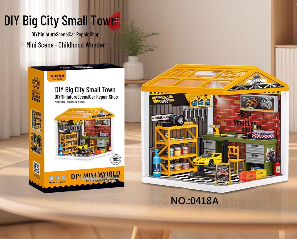 Children's DIY Dollhouse Model with Lights - Big City & Small Town 3D Building Puzzle Educational Toy Gift