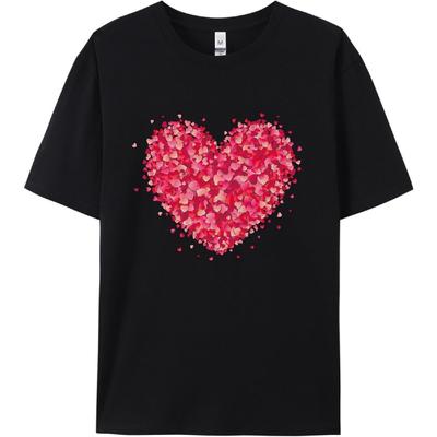 Valentine's Heart Graphic T-Shirt for Women, Men, Girls & Boys – Cute Love Heart 100% Cotton Tee for Valentine