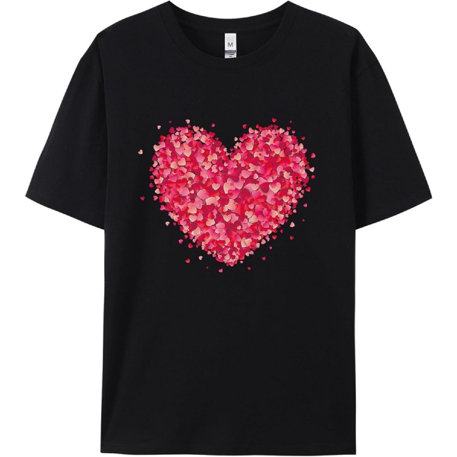 Valentine s Heart Graphic T-Shirt for Women, Men, Girls & Boys – Cute Love Heart 100% Cotton Tee for Valentine XXXXXL разноцветный