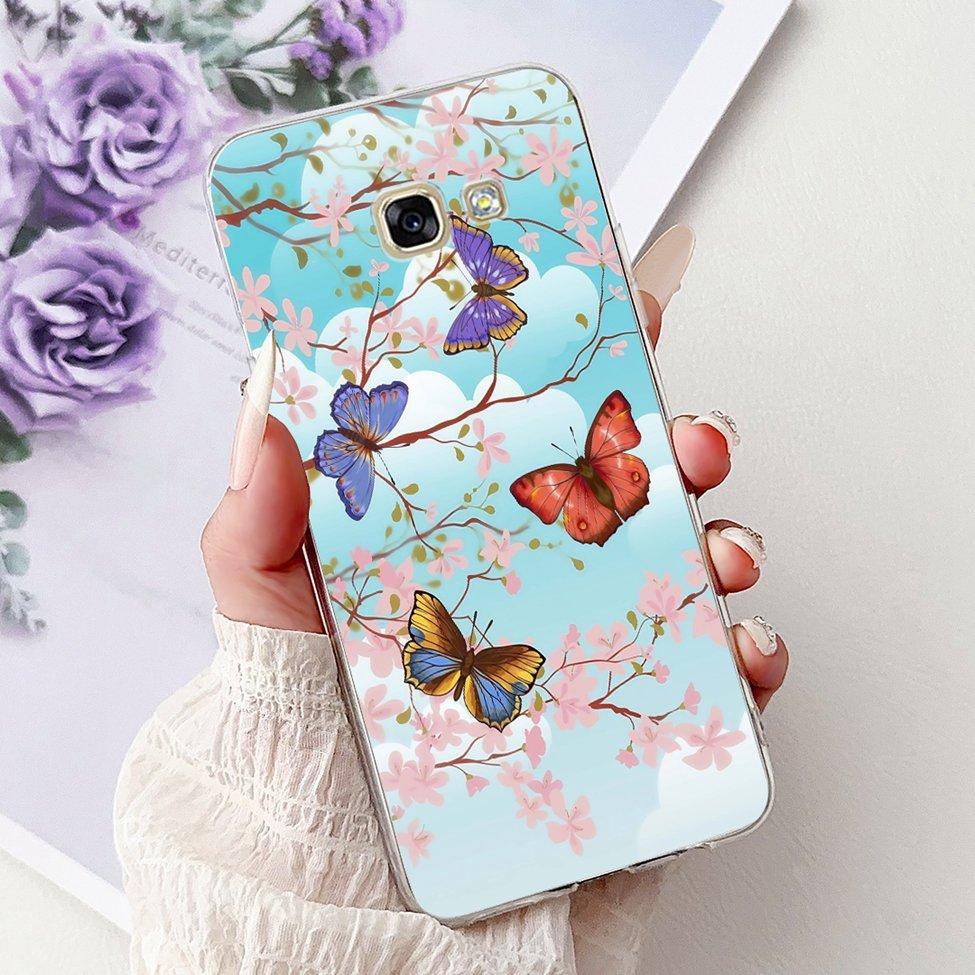 Clear For Samsung A5 2017 Case A520F Cute Cat Fashion Flower Funny Cool Painted Back Cover For Samsung Galaxy A5 2017 Phone Case