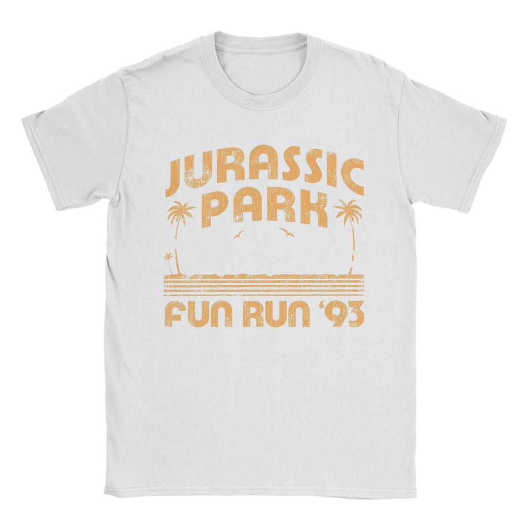 Men Jurassic Park Fun Run 93 T Shirts  100% Cotton Tops Casual Short Sleeve Round Neck Tees Summer T-Shirts