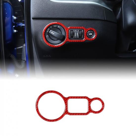 Red Carbon Fiber Headlight Switch Cover Trim Sticker for Dodge Charger 2010-2019