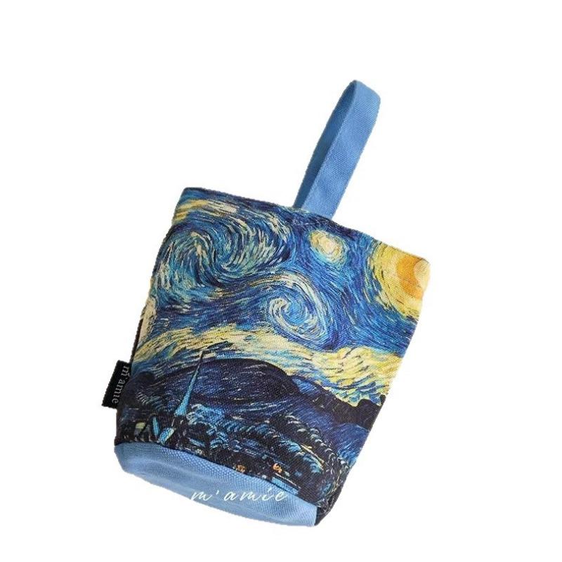The new Van Gogh painting bucket bag carry-on small handbag go out handbag go to work bento bag