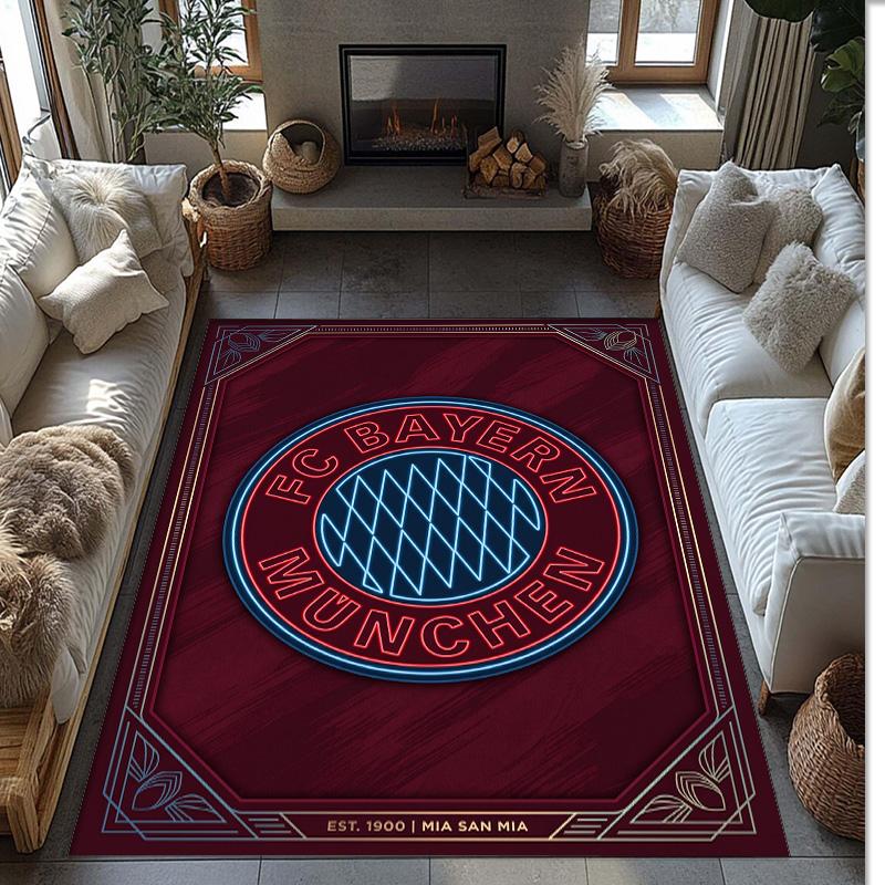 Tappeto Morbido Area Rug con Motivo Calcio Bayern Monaco Antiscivolo Tappeto per Pavimento Interno Tappetino Decorazione Sportiva per Camera da Letto