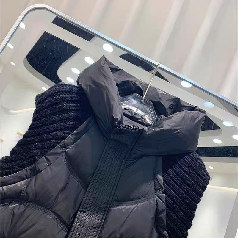 Autumn and Winter New Down Jacket Women's Vest Short Hooded Thickened Knitted Wool Cuffs White Duck Down Vest