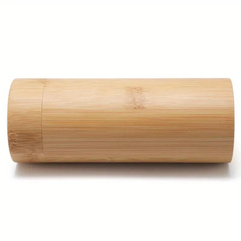 Cylindrical Bamboo Wood Spectacle Case Retro Bamboo Spectacle Case Natural Bamboo Color Storage Box Moisture-proof