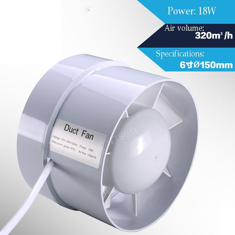 6 Inch Duct Fan Air Ventilator Pipe Ventilation Exhaust Fan Mini Extractor Bathroom Toilet Wall Fan Duct Fan