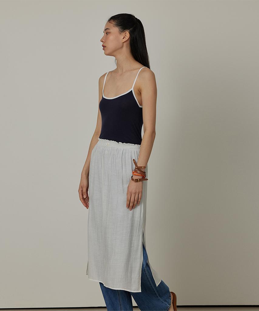 Kwinseulaebis See-Through Wrinkle Slit Layered Skirt