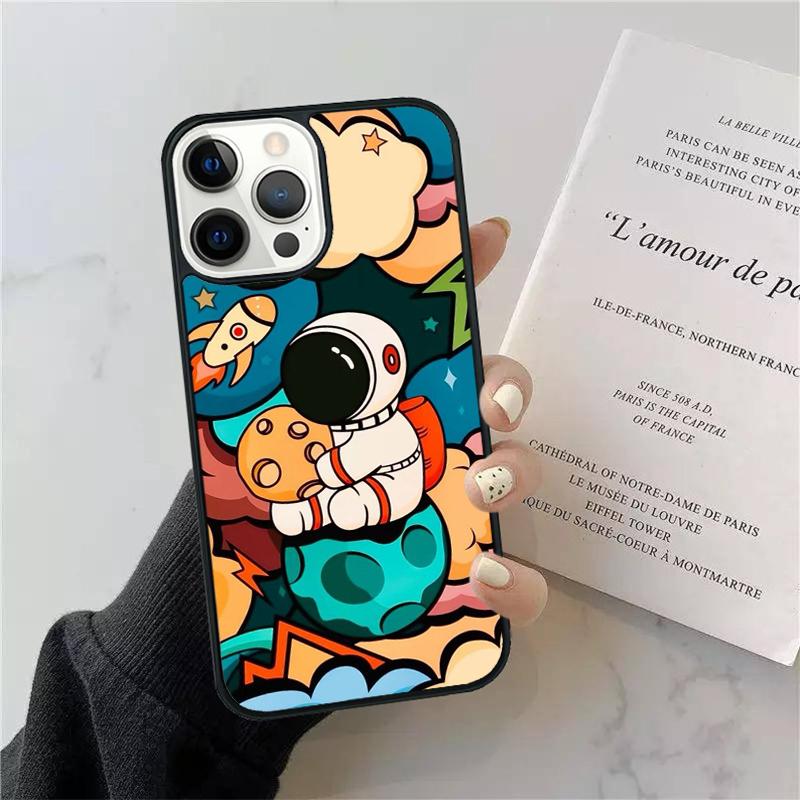 Cute Cartoon Astronaut Phone Case Cover For iPhone 17 Air 15 13 Pro Max 16 14 Plus 11 12 Apple max