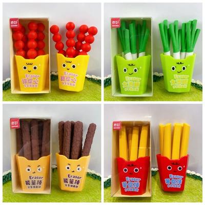 Naujovė Imituojamas Maistas Trintukas Prancūziškos Bulvytės Braižymo Pieštuko Guma Mokinys