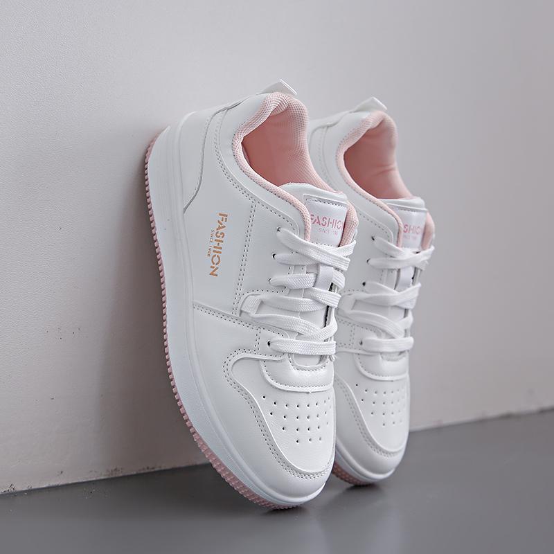 Lace-up Small White Shoes Women  New Thick Sole Show High Women's Shoes Casual Single Shoes Simple Sports Board Shoes