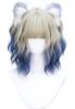 GAL Lolita Voluminous Wig with Perm and Perfect for and Everyday Gradient Gold and Blue Wig, Heat-resistant, Midi/short Wave, Cosplay, Parties, Wear.