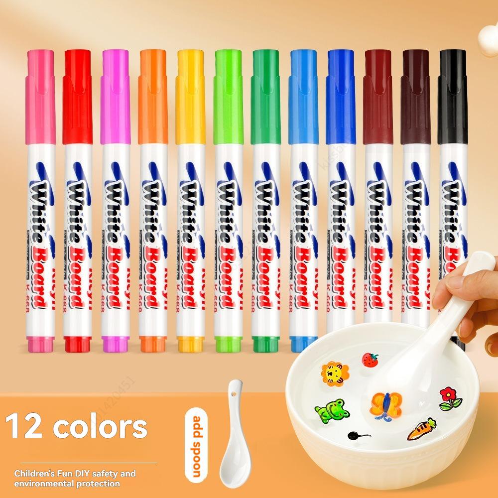 Water Floating Pen Magical Ink Pens With Spoon Floating Color Water Painting Floating Chalk Art Graffiti Drawing Set For Kids