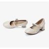 Soft Sheepskin Round Toe Thick Heel Mary Jane Shoes