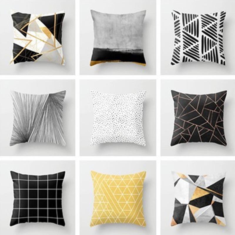 New Product Geometric Abstract Pillowcase Peach Leather Fleece Office Pillowcase Car Cushion Cover Waist Pillowcase