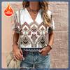 Vintage V-Neck Women's T-Shirt Summer Short Sleeve Tee Casual Harajuku Stripe Print T Shirt for Women Streetwear Pullover Tops