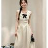 2026 Chasen Series Beautiful Bow Temperament Polka Dot Waist Long Short Dress French Fashion Skirt Women