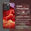 Stilvolle Rote Pferdedruck-Handyhülle aus gehärtetem Glas im chinesischen Stil für iPhone 17 16 Pro Max 15 14 13 12 Mini 11 X XS 7 8 Plus Hülle