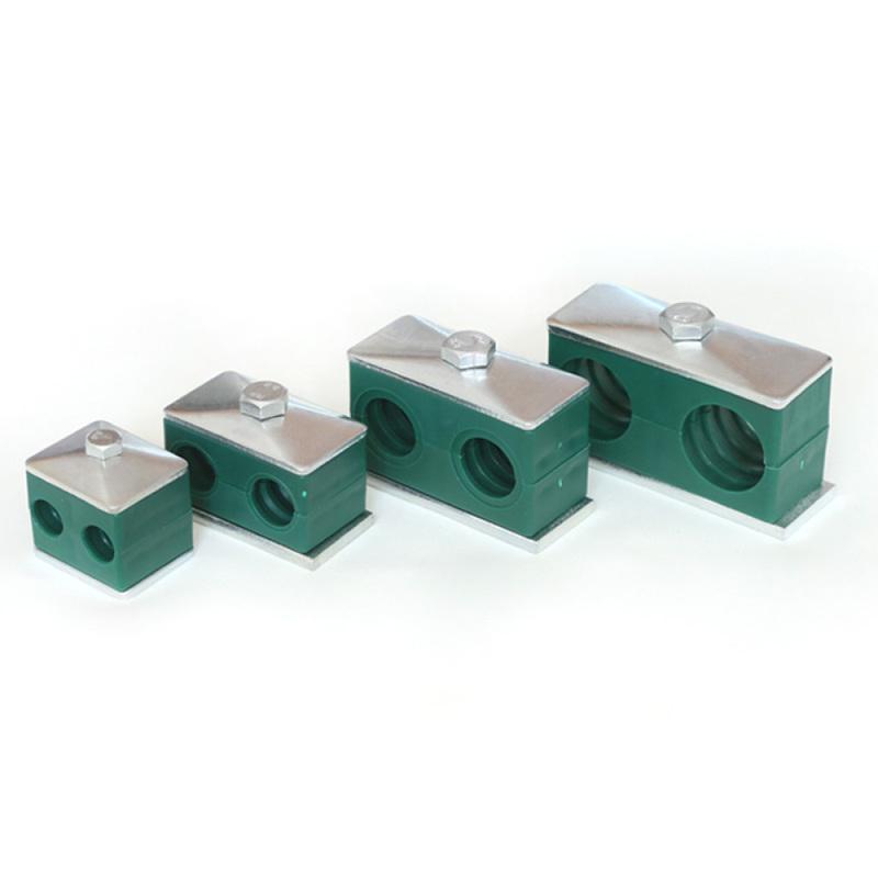 1pcs Light Duty 2 Pipe Holes Hydraulic Pipe Clamp 6-32mm Diameter Pipe Bolted Plastic Clips Oil Water Gas Pipe Fixing Part 6mm