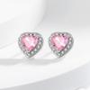 European & American Pink Heart-Shaped Jewelry Set: Women's Ring, Necklace & Earrings