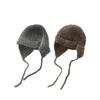 Niche Korean Style Gradient Wool Knitted Flying Hat Women's Autumn and Winter Warm Ear Protection Braided Lei Feng Hat Woolen Hat