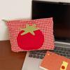 Tomato Makeup Bag Red Pencil Pouch Minimalist Grid Cosmetic Bag  Girls