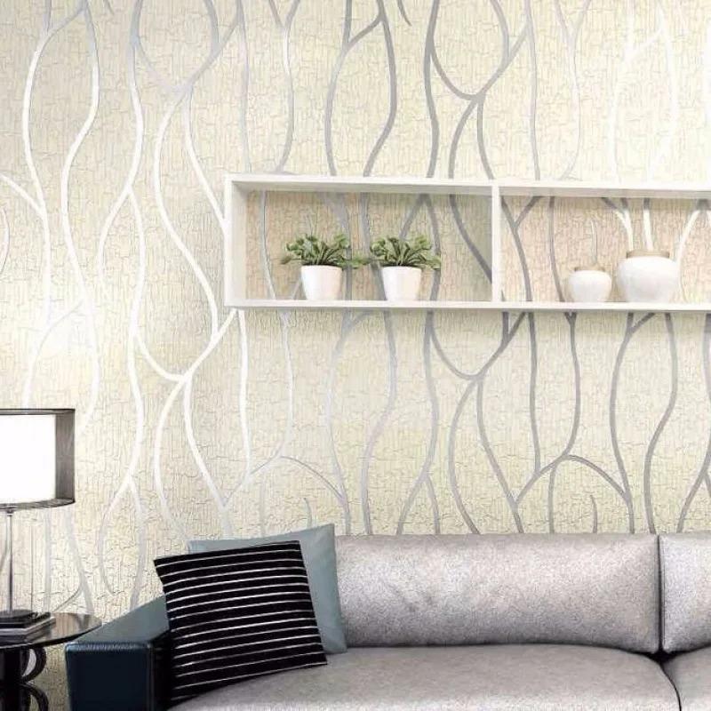 53cm minimalist modern European style non-woven wallpaper  3D curved stripe decoration  room background wall sticker