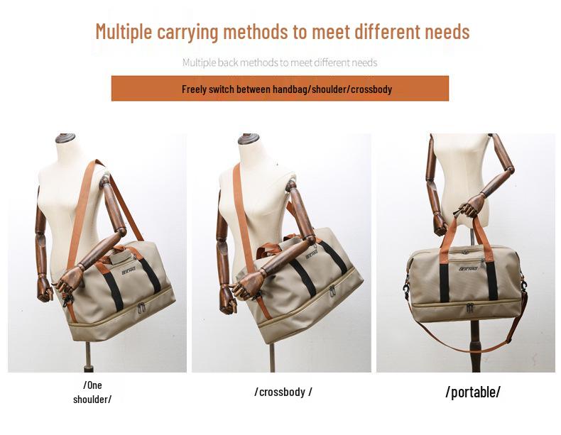 Trolley Handle Travel Bag: Large Capacity, Wet/Dry Separation, Print Logo, Independent Shoe Compartment