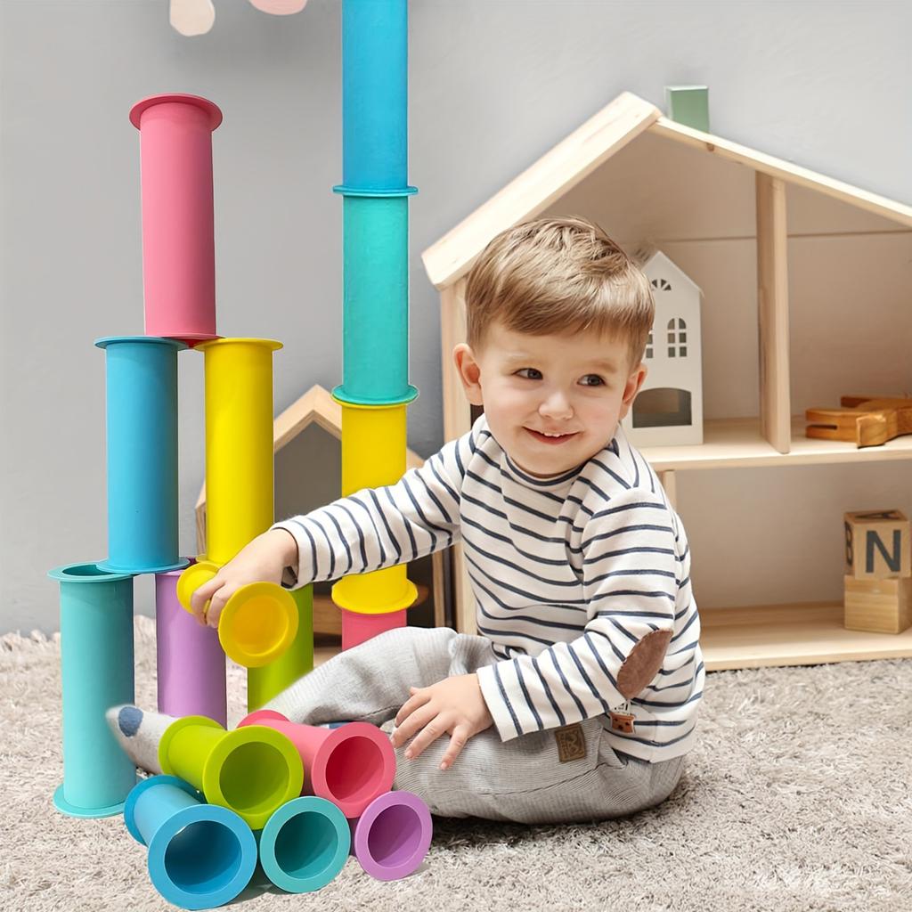 Multi-function Silicone Stacking Toys For Children, Baby Sensory Play Learning Puzzle Toys, Sensory Toys For Kids,