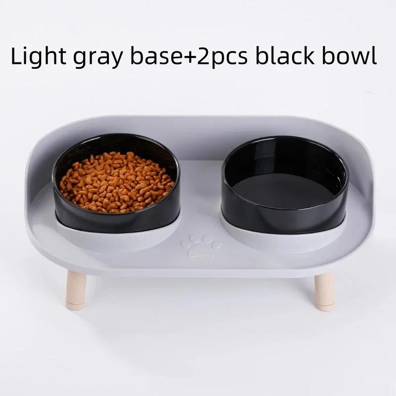 

New Food Feeders Pet Cat Double Bowls Feeder Adjustable Height Cats Dogs Drinker Water Bowl Dish Elevated Feeding
