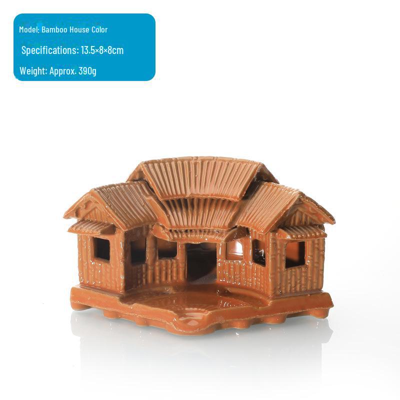 Ceramic Fish Tank Decoration: Water-Absorbing Stone Ornament for Aquariums, Gardens, and Bonsai – Thatched and Bamboo Houses.