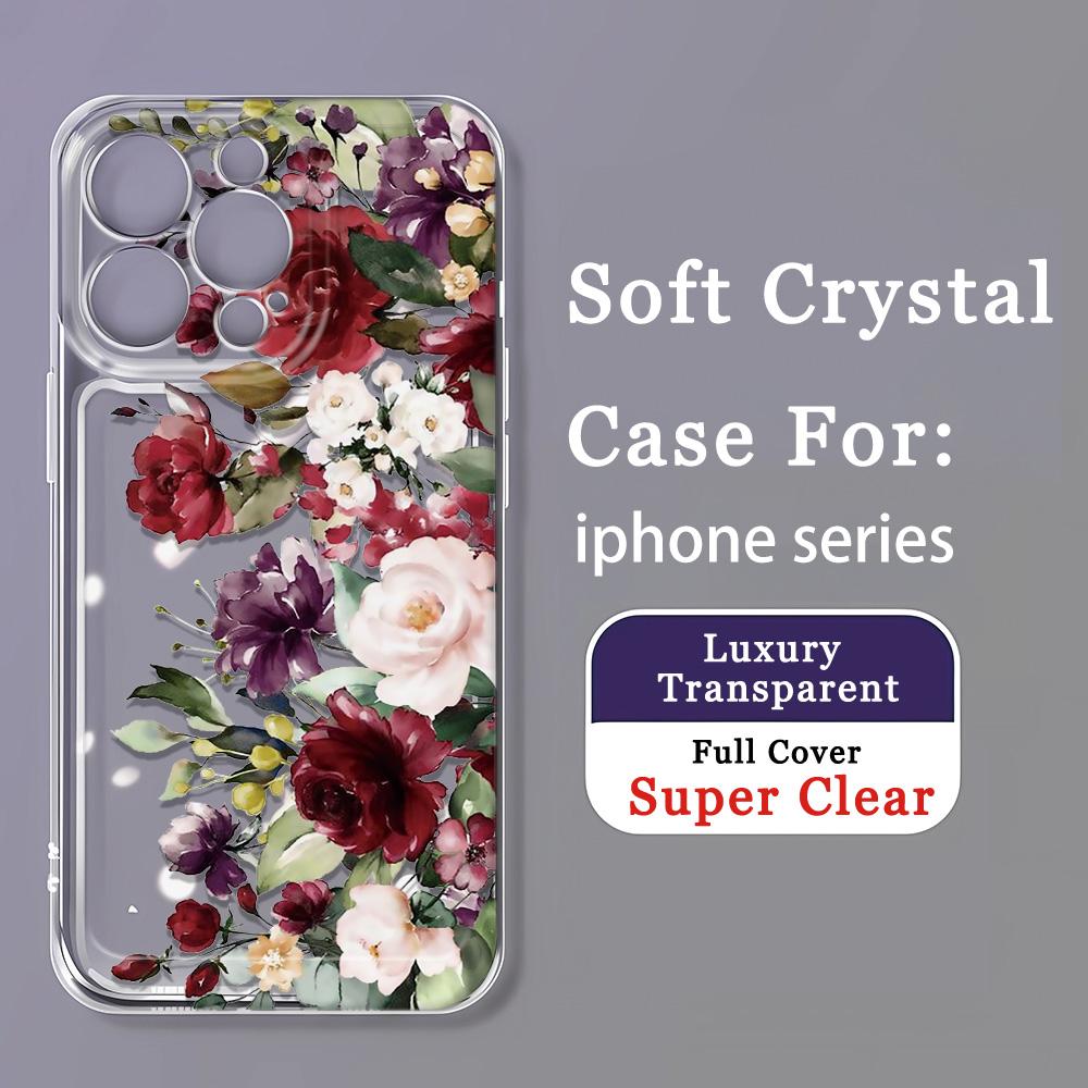 A Hundred Flowers Bloom Phone Case For iPhone 17 16 15 14 Pro 13 12 11 Max Plus 7 8 Plus 2020 Shockproof Soft Silicone Cover