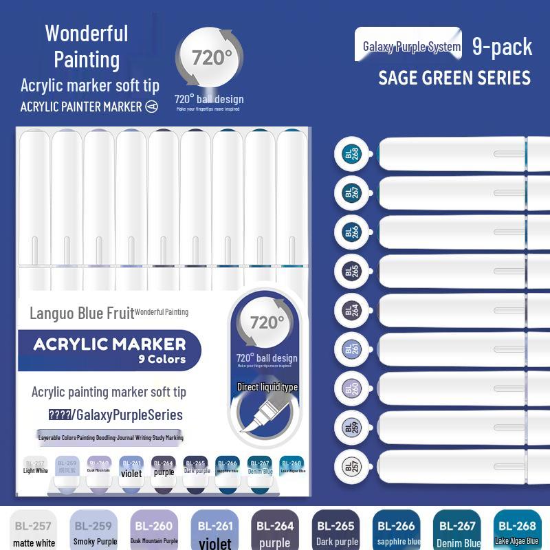 Blue Fruit Direct Liquid Acrylic Marker Pen for Kids - Large Capacity Soft Tip for Watercolor Painting