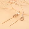 Trend Long Tassel Dangle Earrings For Women Fashion  Rose Gold Color Natural Zircon Fine Daily Jewelry Crystal Gift