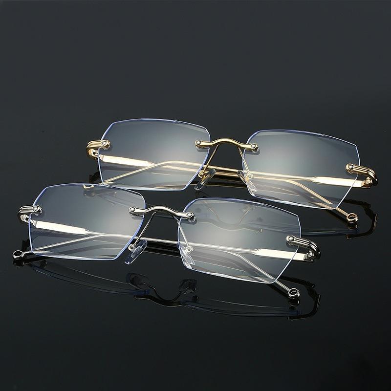 Alloy Rimless Diamond Cutting Man Glasses Frame Optical Prescription Eyeglasses Men Eyewear Fashion
